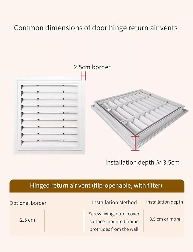 Resistant Aluminum Alloy Louvered Vent, Door Air Grille with Smooth Hinge, for Home/Commercia （60x60cm/23.4x23.4in）(30x30cm/12x12in)