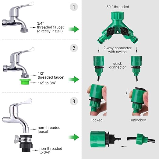 Drip Irrigation System Kit 82ft, Automatic Irrigation Equipment with 50 Adjustable Sprinklers & Misters - Easy DIY Watering System for Garden,Yard, Flower Beds,Greenhouse