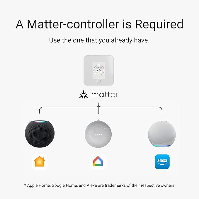 Lux TQ1 Smart Thermostat for Home, Programmable WiFi with Matter Protocol for Temperature Control, C-Wire or Power Bridge Required - Works with Apple Home and Google Home - termostato inteligente wifi
