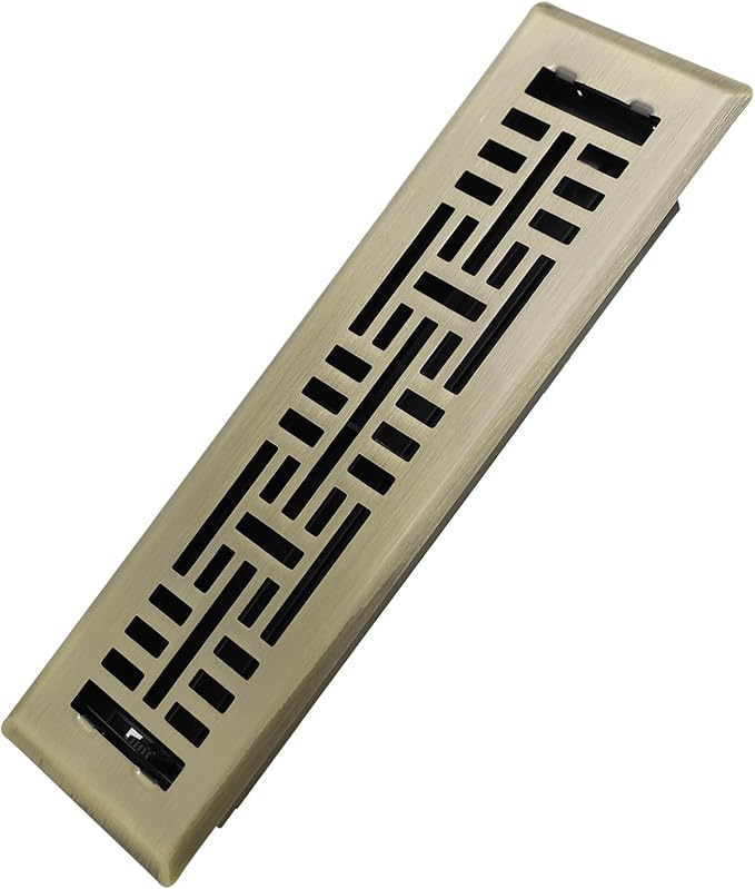 Howeall 2x10 Inches Heavy Duty Walkable Floor Register Easy Adjust Air Supply Lever Floor Vents - Seattle Design - Vent Cover for Home Floor - Antique Brass