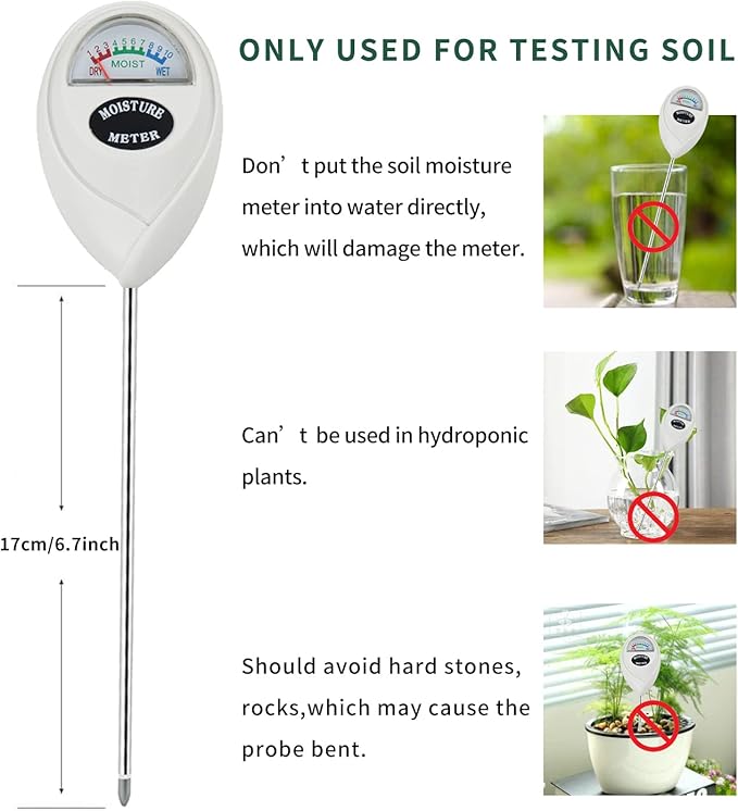 Censinda Soil Moisture Meter, 2 Pack Soil Moisture Monitor for House Plants, Indoor & Outdoor, Garden, Farm, Lawn Plant Care, No Battery Needed(White)
