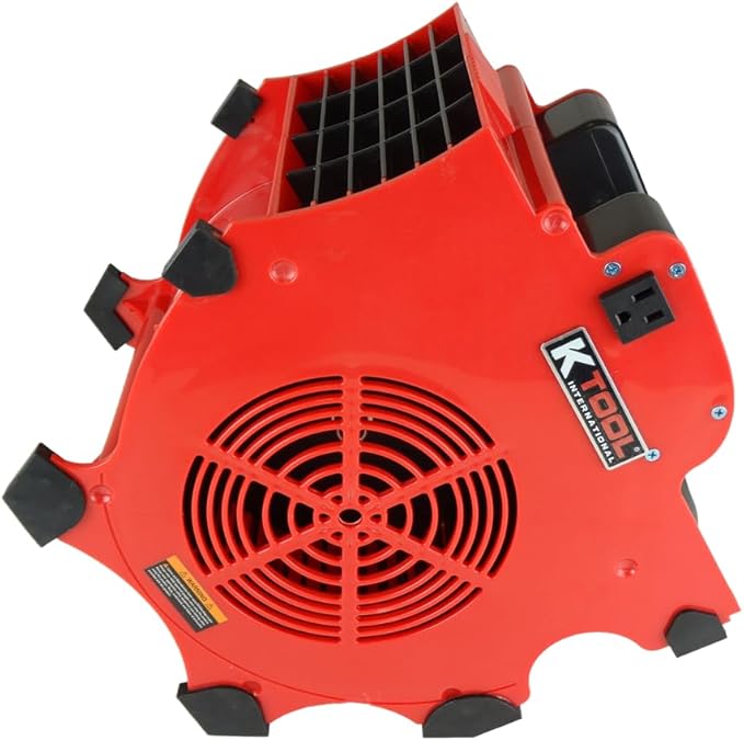 K Tool International 77700 Big Chill Workforce Blower Floor Fan, 1200 CFM, 3 Speed Motor, Overload Protection, Impact Resistant ABS, 300 Watt, 110-120V, 60Hz, 4 Angle Positions, Indoor/Outdoor, Red