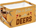 Orange Deer Storage Bins Cubes Waterproof Cloth Storage Basket, Wildlife Animals Rustic Farmhouse Elk Foldable Storage Bags for Shelf Closet Clothes Storages Organizers with Handles 15x11x9.5 in 1PCS
