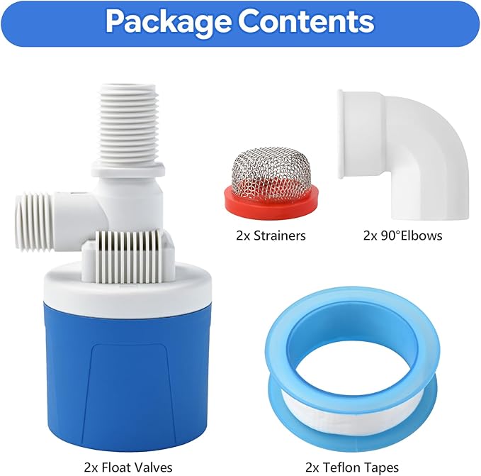 2Pcs 3/4" Top Inlet Water Float Valve, Automatic-Control Water Level Valve, Lightweight Aquapulse Control Tools for Livestock Water Tank, Swimming Pool,Aquaculture,Garden Irrigation Systems