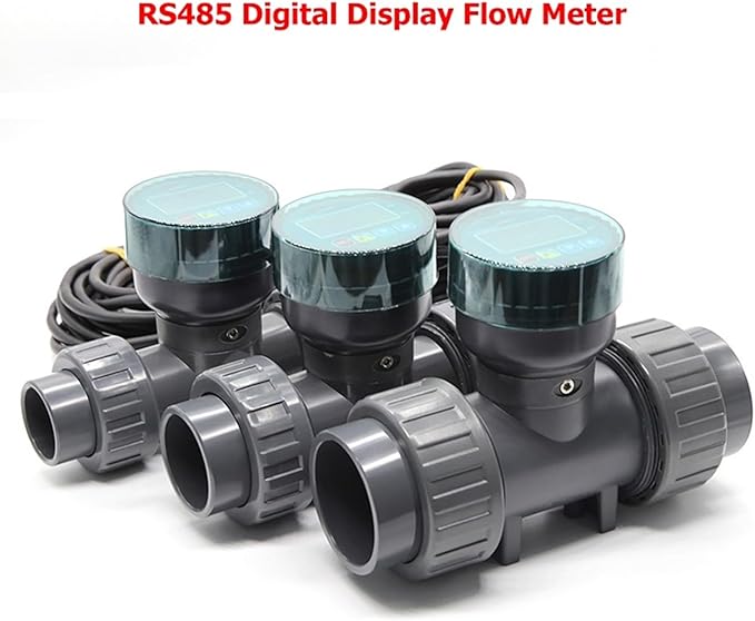 RS485 Digital Display Flow Meter High Precision Smart Electronic Flowmeter UPVC Water Flow Sensor for Farm Garden Irrigation(DN15)