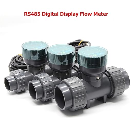 RS485 Digital Display Flow Meter High Precision Smart Electronic Flowmeter UPVC Water Flow Sensor for Farm Garden Irrigation(DN15)