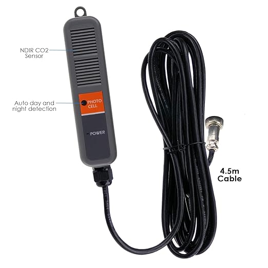 CO2 Controller Carbon Dioxide Controller Air Quality Monitor CO2 Meter with Day and Night Control Relay Function, NDIR Sensor Probe Cable, CO2 Detector for Plant, Grow Room, Green House, Garden, Home