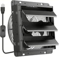 HG Power 10 Inch Shutter Exhaust Fan, 647CFM Quiet Garage Exhaust Fan with 8 Foot Long ON/OFF Switch Cable for Chicken Coop, Shed, Basement, Gable, Kitchen, Attic Ventilation Use, Black