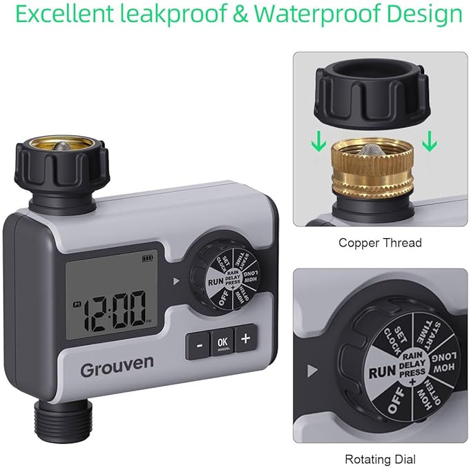Garden Sprinkler Timer Dial Hose Faucet Programmable Water Timer with Rain Delay,Manual, Automatic Watering System Irrigation,1 Outlet