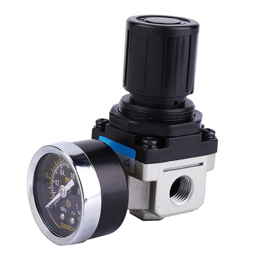 AR2000 02 G1/4 in Pneumatic Pressure Regulator with Meter, Adjustable Air Flowing Control Valve for Industrial Compressors, Filter System Accessories