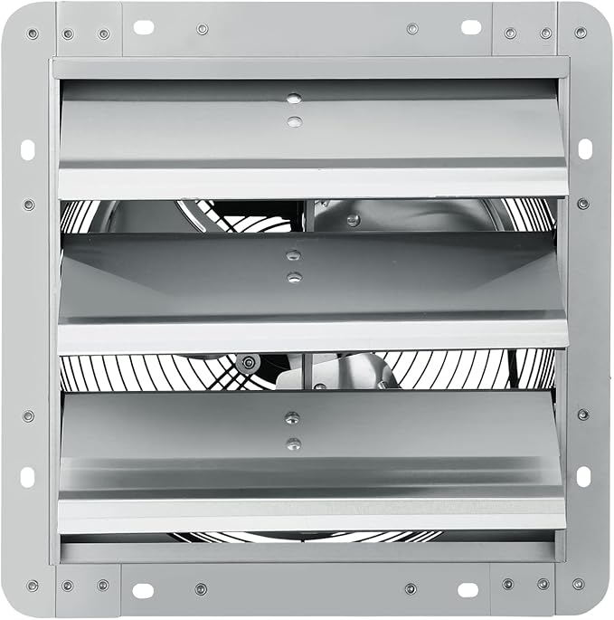 VEVOR 12'' Shutter Exhaust Fan, High-speed 1000 CFM, Aluminum Wall Mount Attic Fan with AC-motor, Ventilation and Cooling for Greenhouses, Garages, Sheds, Shops, FCC