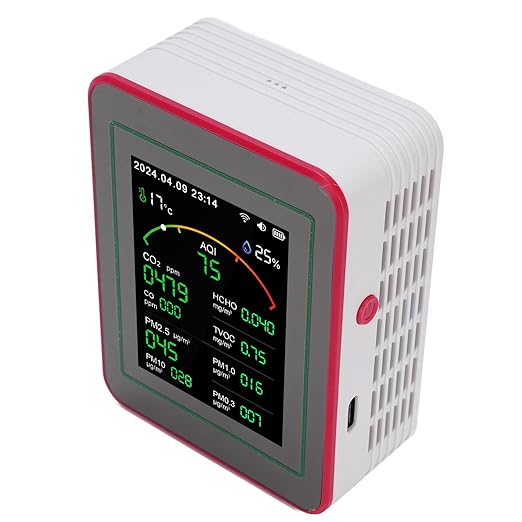 Air Quality Tester 15 in 1 Design 2.8 Inch HD Display CO2 TVOC HCHO PM2.5 Temperature Humidity Timer WiFi Air Quality Detector (Type 2)