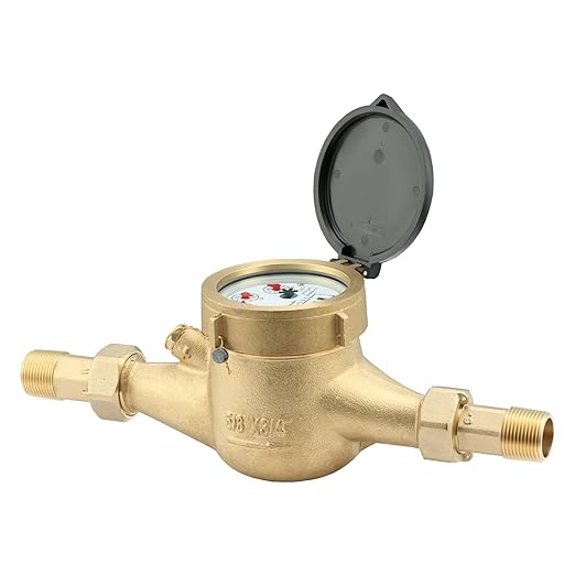 Watflow DN20 Water Meter 3/4" NPT, AWWA 708 Certification Gallon Water Flow Meter, Cold Water Meter for Garden/Home/Apartment, Horizontal Install.