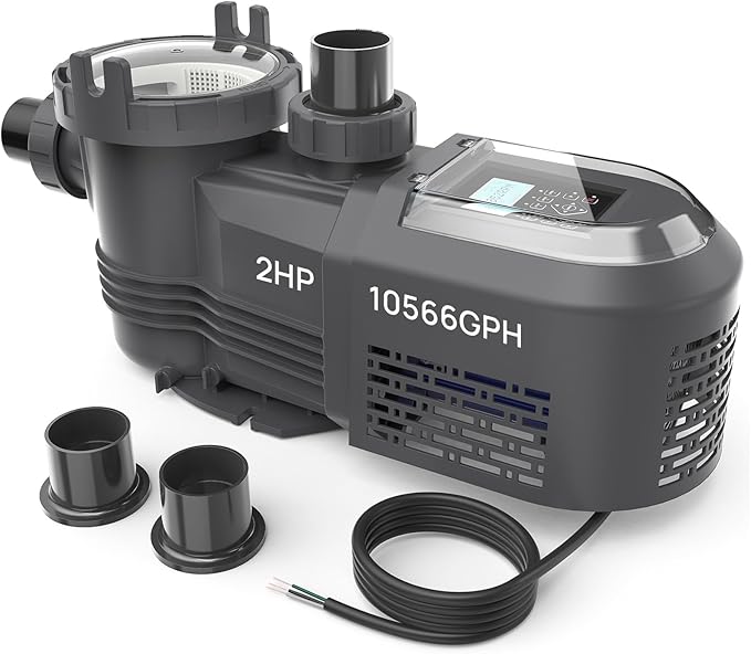 AQUASTRONG Variable Speed Pool Pump, 2 HP, 220V, 10566GPH, In/Above Pool Pump, Energy Efficient, High Flow, Powerful Self Primming Swimming Pool Pumps with Filter Basket