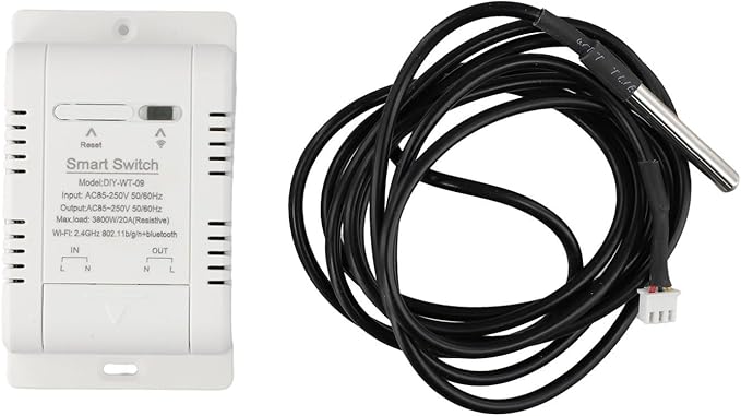 Temperature and Humidity Smart Switch for eWeLink - 20A Load Capacity (3800W), ABS Housing, -20°C to 80°C Operating Range, Scheduling & Data Logging (B)
