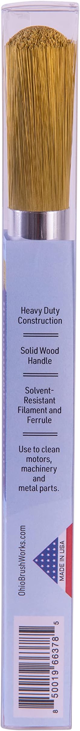 Ohio Brush Works, Parts Cleaning Brush, Handmade in The USA, Home and Auto Use, Solid Ergonomic Wood Handle (Brass Bristle)