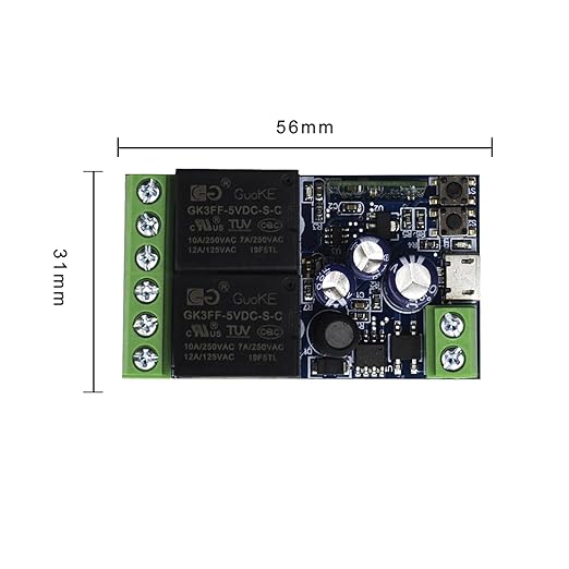 Ewelink WiFi Wireless Smart Relay Module USB 5v 2 Channel Momentary Toggle Latching 7V-48V Remote Switch Transmitter for Access Control, Garage Door,Home Automation, Compatible with Alexa Google Home