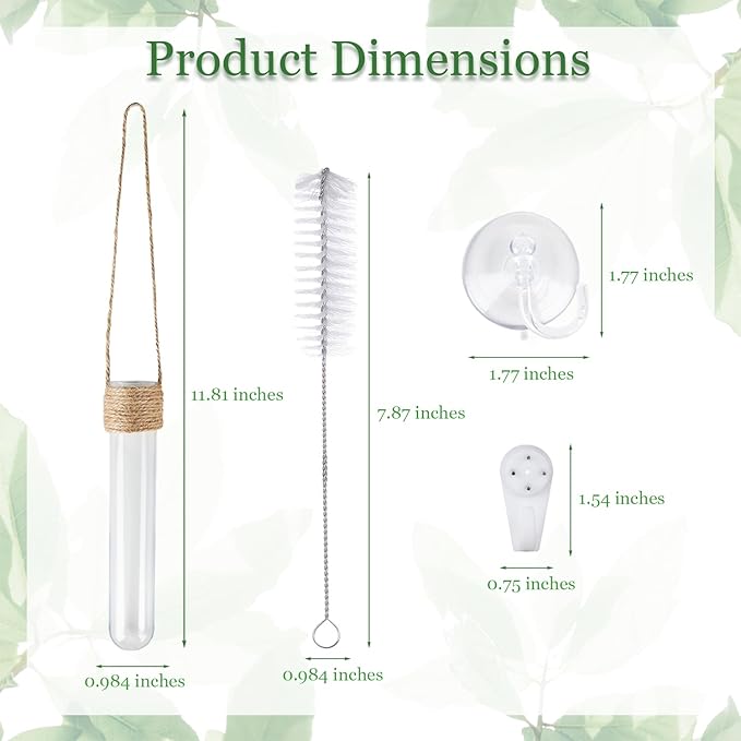 Bunmery 8 pcs Window Propagation Stations, Plastic Plant Propagation Tubes with Suction Cups & Traceless Nails, Easy to Install Window Wall Hanging Planter Terrarium Vase