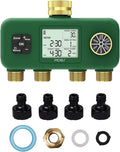 MOES 4 Zone Water Timer for Garden Hose, Heavy Duty Solid Brass Inlet & Outlets, Programmable Sprinkler Timer Battery Operated, 4 Way Faucet Valve with Sequential Watering (Non-WiFi)
