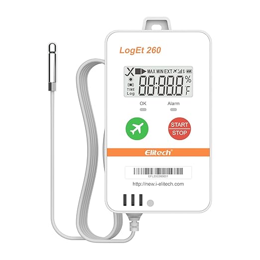 Elitech 4G Reusable Real-time Temperature Humidity Data Logger Light/Shock/Location, Built-in SIM Card,Shadow Data,Airplane mode,Cloud Storage,SMS/Email/APP/Web Alarm,100000 Points,Loget 260-THE-5Pack