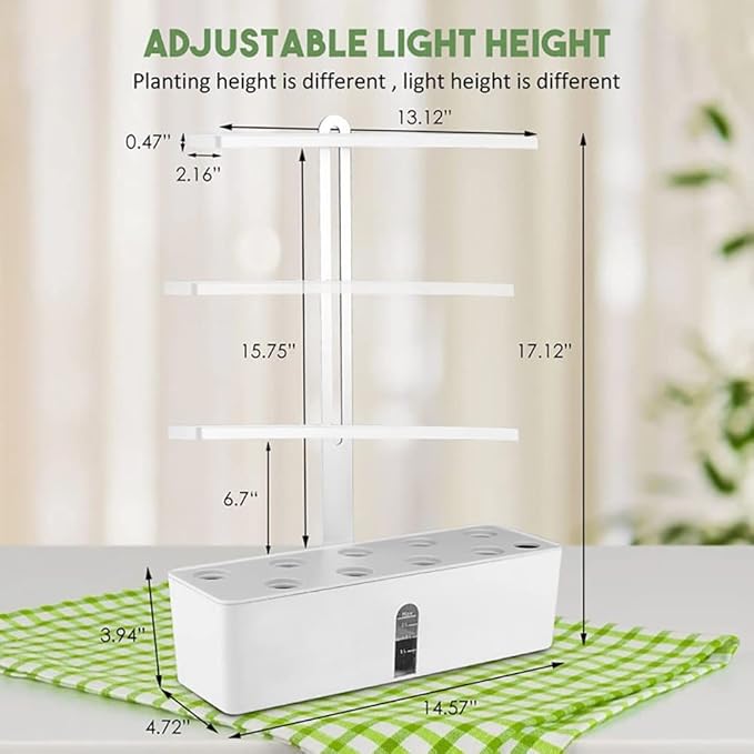 GeRRiT Hydroponics Growing System 9 Pods Indoor Herb Garden Kit with 15W LED Grow Light Automatic Timer Germination Kits Height Adjustable Smart Garden Planter for Home, Kitchen, Gardening