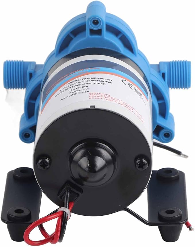 Electric Diaphragm Water Pump 12V 24V DC Self Priming 3.0GPM High Pressure Sprayer Pump for Car Wash Garden Irrigation Boat Household Water Booster System (F33-102-045-201 (24V))