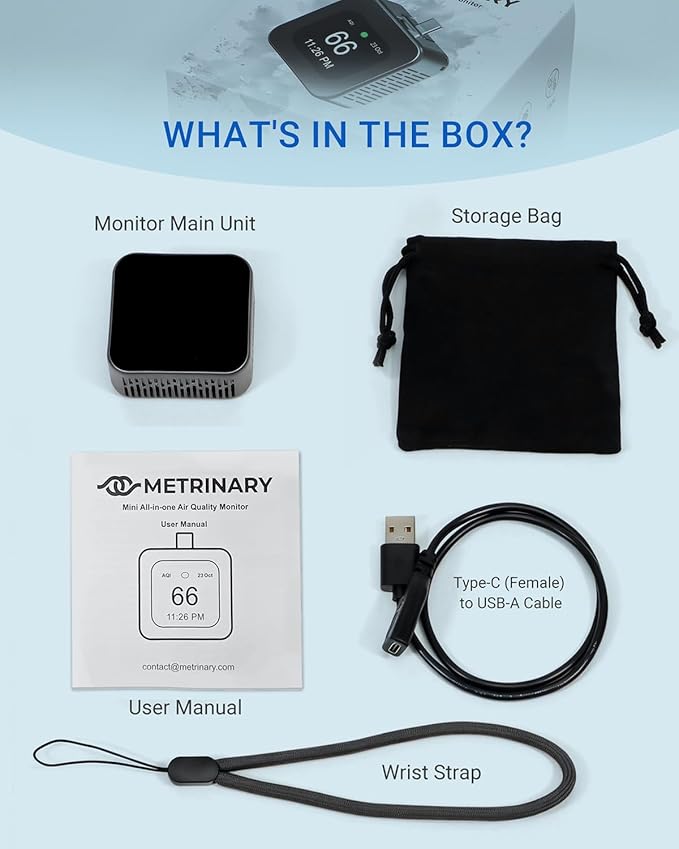 Air Quality Monitor Plug-in, Portable Air Tester for PM2.5, CO2, TVOC, PM10, Temperature, Humidity with Visual and Audible Alarm, App Control for Indoor and Outdoor