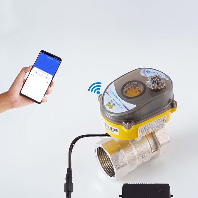 Smart electric ball valve, 1 1/4 inch full-bore ball valve, Tuya APPwifi water shut-off valve, actuator 24V AC110V-230V power adapter, automatic backflow setting. Timing water valve DN32MM