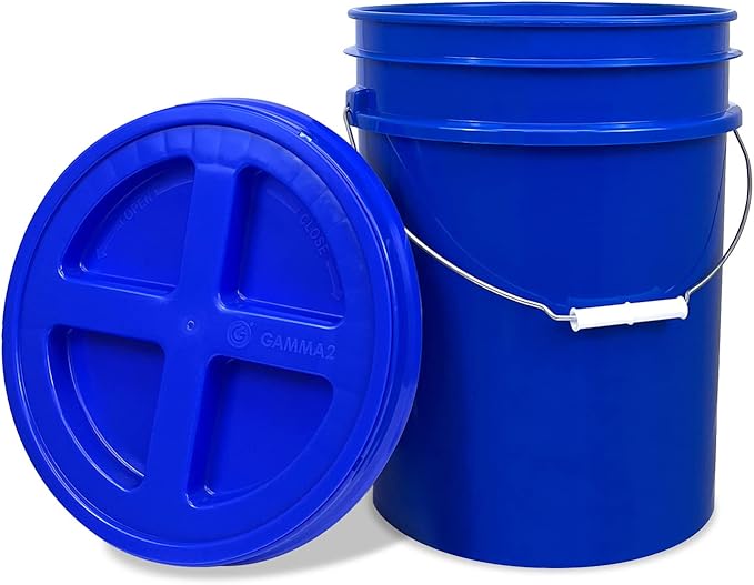 ePackageSupply 5 Gallon Bucket - Food Grade Bucket with Airtight Gamma Seal Screw-On Lid, BPA-Free, Heavy-Duty 90 Mil HDPE Plastic, Bulk Storage, Durable Container, Made in USA, Blue/Blue, 3 Packs