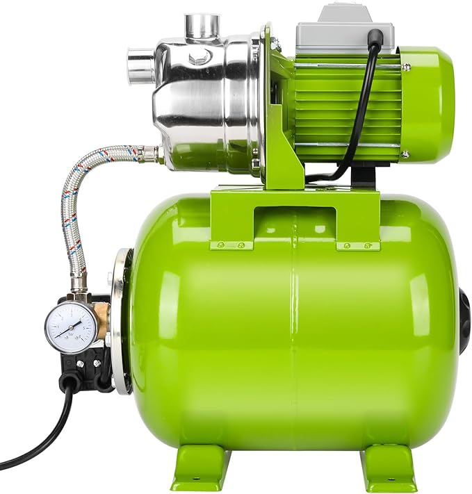 1.6HP Shallow Well Pump with Pressure Tank, 115V, Stainless Steel Irrigation, Automatic Water Booster Jet Pump for Home, Garden, and Lawn Use – Reliable Water Supply Solution