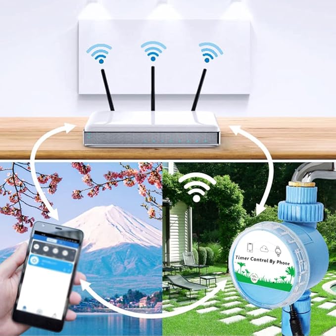 Automatic Irrigation Controller and Sprinkler Timer with WiFi Connection and Mobile App Remote Control for Garden Lawns Patio and - Includes Stainless Steel Water Inlet Filter
