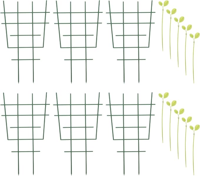 Plant Climbing Support Trellis with 6 Plastic Frames and 10 Leaf Ties Garden Stake for Climbing Vine Plants Indoor and Outdoor