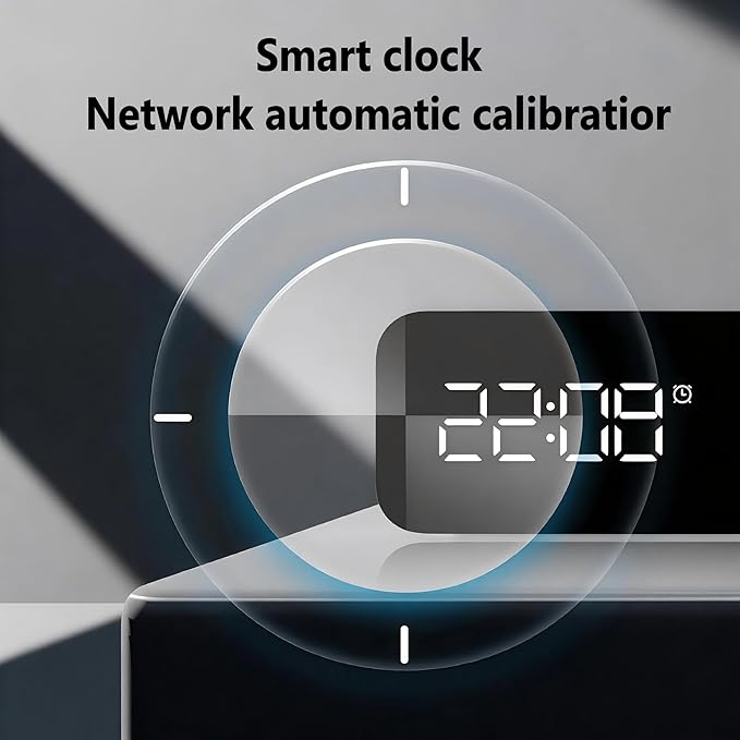 Smart Wifi Alarm Clock with Timer, USB 2A+1C Fast Charging, 2AC Smart Port, App Remote Control, Digital LED Large Screen Power-off Countdown Timer, Snooze Alarm, Time, Weather and Temperature Display
