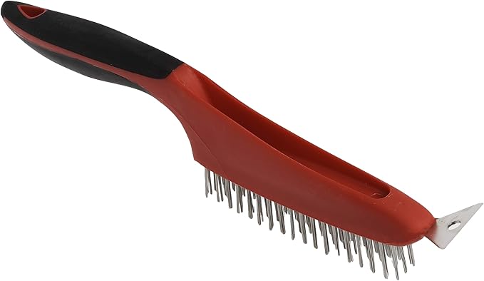 Red Devil 4164 13-Inch Soft Grip Stainless Steel Wire Brush with Scraper