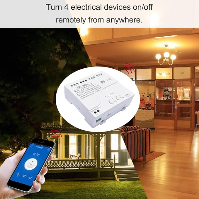 Tuya WiFi Smart Temperature Sensor Controller, 4-Channel 85-250V Relay Switch, Remote Voice Control, APP Remote Control, Dry Contact, Real-Time Monitoring, Works with Alexa and Google Home