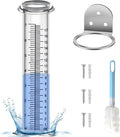 Accurate Rain Gauge Outdoor, 7" Rain Gauges Outdoors Best Rated with Stainless Steel Rack Holder, Thickened Plastic Large Precise rain Measure Guage for Fence Yard Lawn Garden