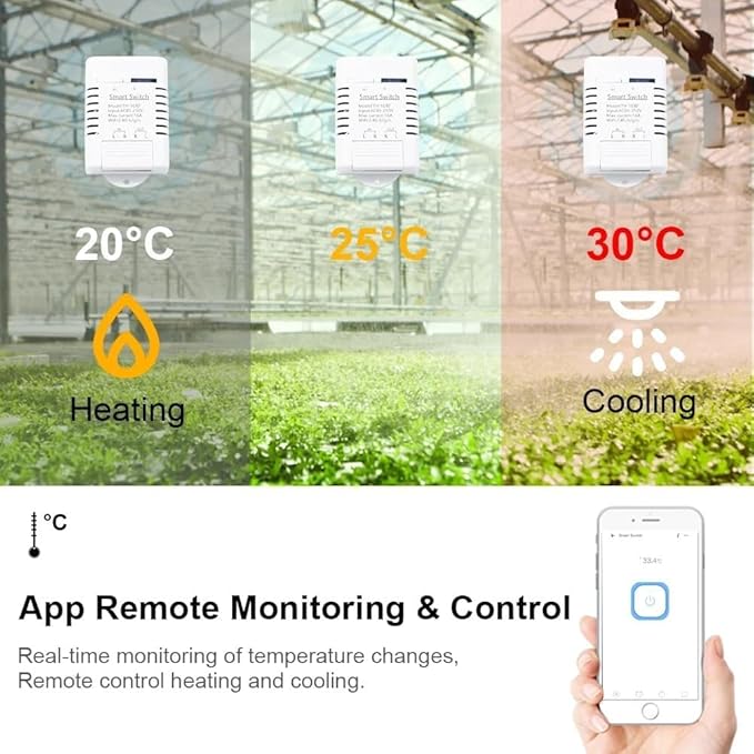 Easy Operation,Zigbee Smart WIFI Temperature Sensor Controller, High Precision Waterproof Probe Sensor, Remote Monitoring, Tuya App Remote 16A Smart Switch (Requires Tuya Zigbee Hub)
