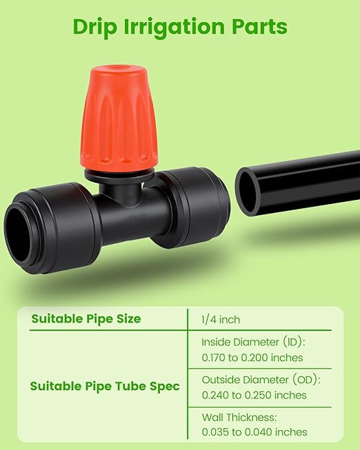 36 Pack Drip Irrigation Parts, Quick Connect 1/4" Adjustable 360° Misting Nozzles for Garden & Farm Irrigation Systems