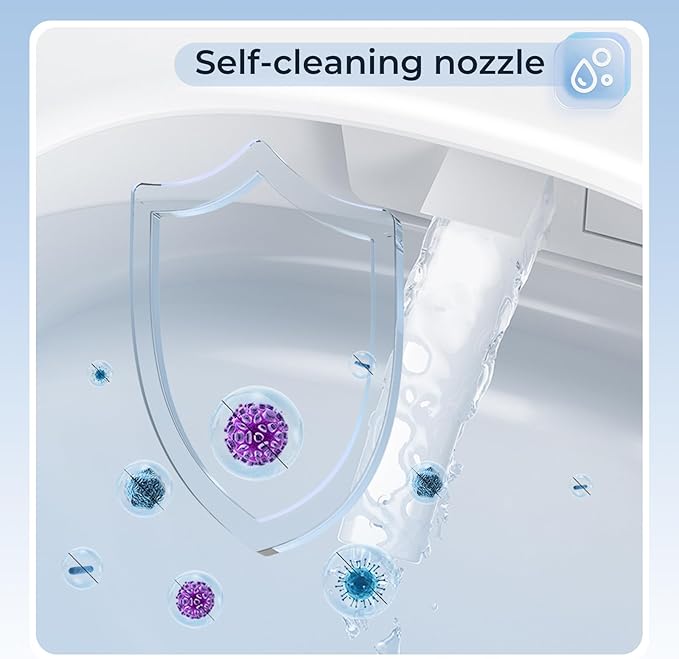 Smart Toilet with Bidet Built in Tank, Rear & Feminine Wash, Air Dryer, Auto Flush, Foot Sensor Flush, Heated Seat, Warm Water Self Cleaning, 12" Rough In, One-Piece Elongated (ZY695 Core)