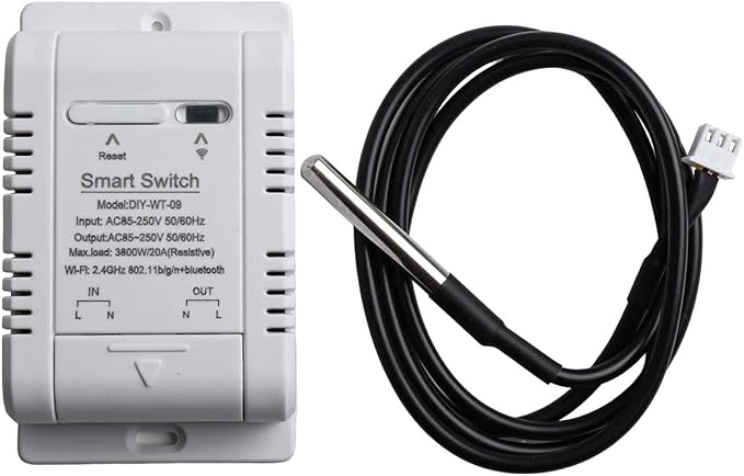 Temperature and Humidity Smart Switch for eWeLink - 20A Load Capacity (3800W), ABS Housing, -20°C to 80°C Operating Range, Scheduling & Data Logging (A)