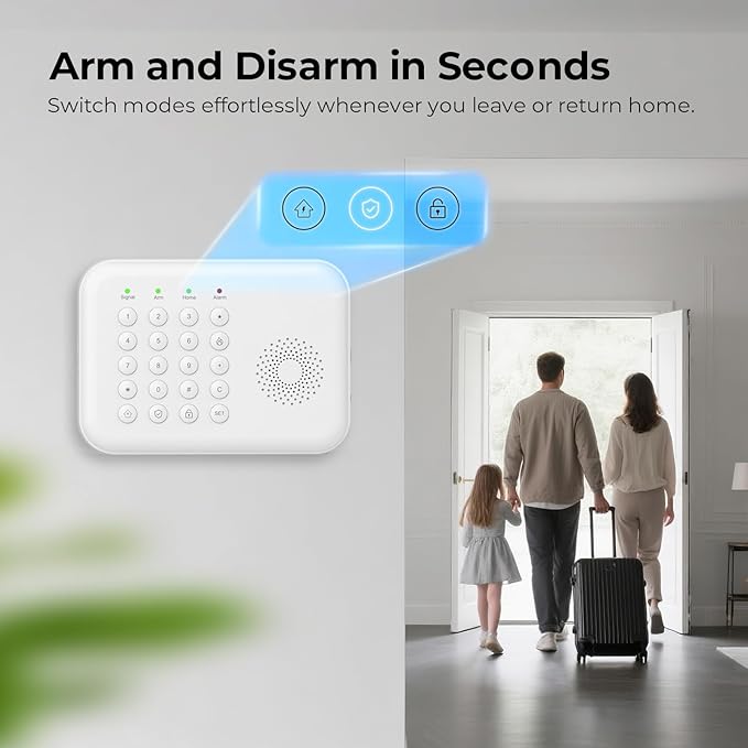 Alarm System for Home Security,WiFi/4G Home Alarm System with DIY,Remote Control App Alert Door Window Sensor Motion Detection No Monthly Fee Compatible with Alexa & Google