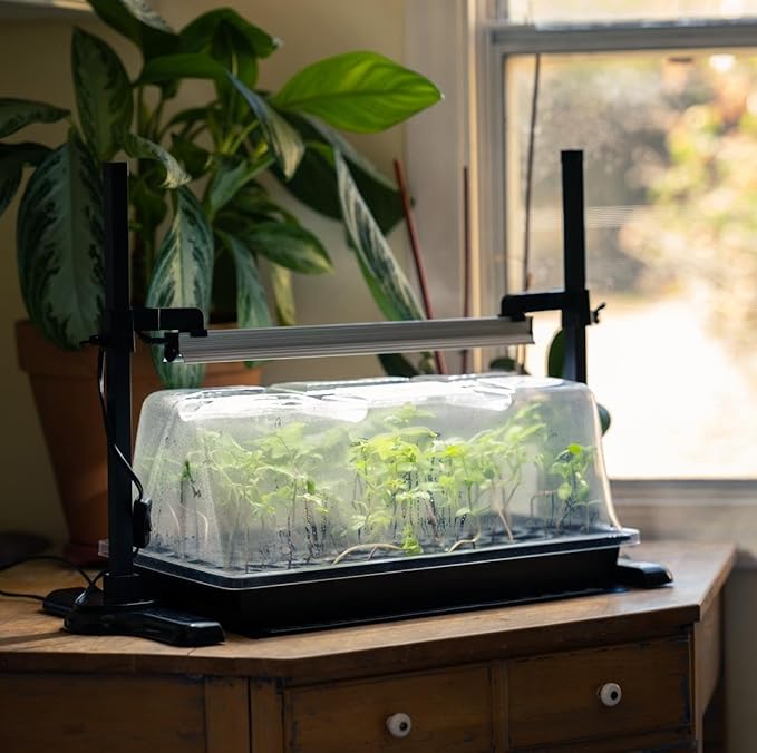 SunBlaster Seed Starting Growing Herbs Kit SL1611208 Grow Light, Stand, Tray, Dome, Heat Mat Timer & Plugs
