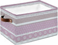 Farm Fruits Storage Bins Cubes Waterproof Cloth Storage Basket,Watermelon Lemons Peach Pink Grey Striped Foldable Storage Bags for Shelf Clothes Storages Organizers with Handles 15x11x9.5 in 1PCS