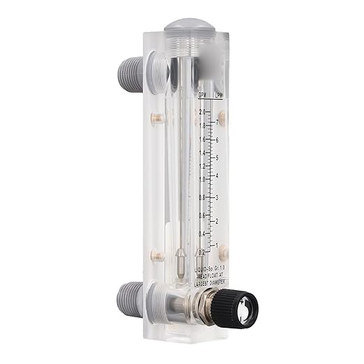 AUNMAS Water Meter Panel Type Flowmeter, 1/2in Male Thread and 1/4in Female Thread Djustable Knob Panel Mount Type Flowmeter for PVC Pipe, 0.2-2.0GPM 1-7LPM