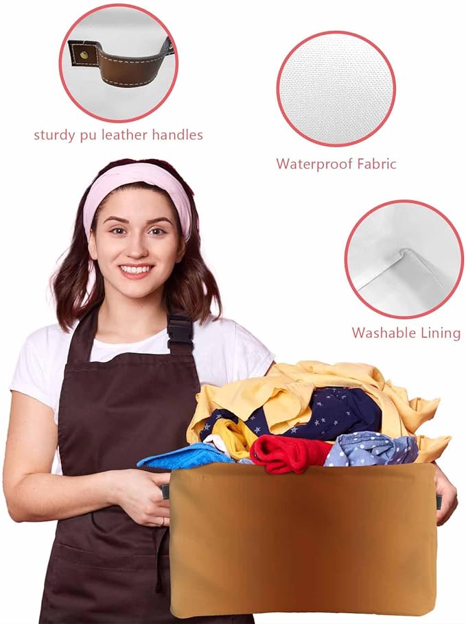 Dark Burnt Orange Grey Ombre Storage Bins Cubes Waterproof Cloth Storage Basket,Farmhouse Gradient Minimalist Foldable Storage Bags for Shelf Clothes Storages Organizers with Handles 15x11x9.5 in 1PCS