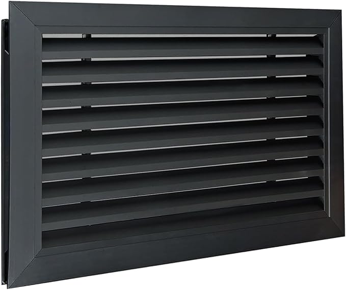 Door Louver Vent Two Sided, Door Vents for Interior Doors, Aluminum Door Air Vent Grille, Metal Louvered Door Vent, Through Door Vent for Bathroom Cabinet (Black 20 * 12in)