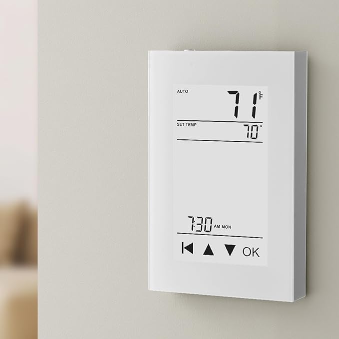 VEVOR 7-Day Programmable Thermostat Gray-White (Without WiFi) - for Radiant Underfloor Heating Cable & Heat Pump, GFCI & Sensitive Sensor, LCD Touchscreen, Energy-Efficient