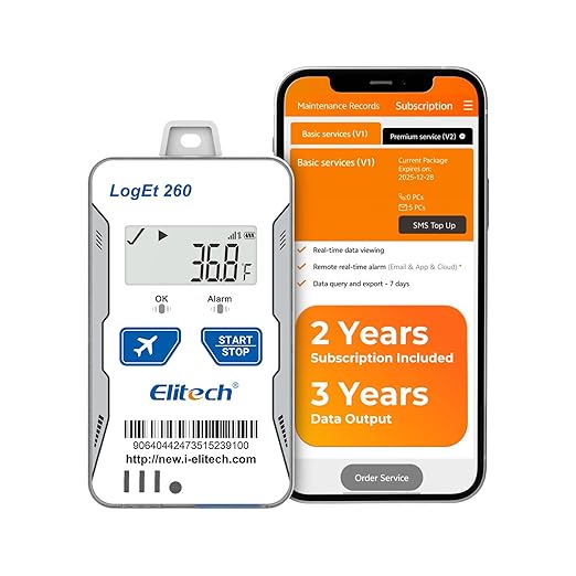 Elitech GPS Remote Cellular Temperature Humidity Monitor Data Logger Sensor, Power Outage Light Shock Alarm, App/Email/Text Alerts, for Vacation Home, RV, Pet Safety, 2-Year Subscription Included