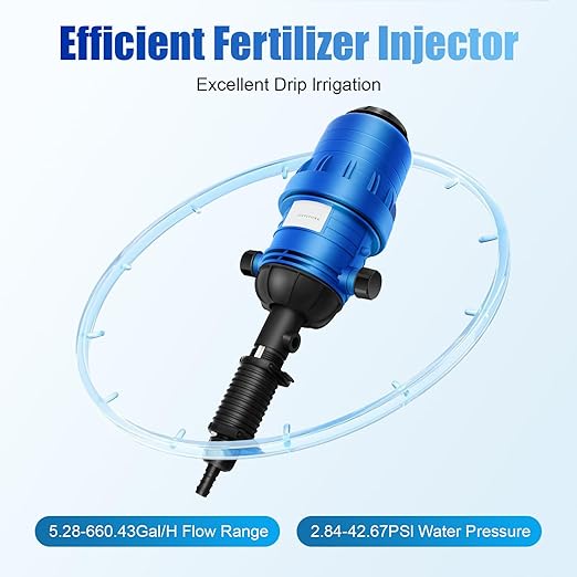 JAYGOVAN 0.4%~4% Adjustable Fertilizer Injector Water Powered Chemical Liquid Doser Dispenser 4.4~660.43 Gallons/h Drip Irrigation Injector Dosing Pump Water Powered Liquid Dispenser