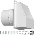 6 Inch Hooded Wall Vent with Damper & Screen, 6 Inch Dryer Vent Cover Outside, Outdoor Exterior Air Vent Cover, External Extractor Wall Vent Hood for House Kitchen Range HVAC Duct Dryer Ventilation